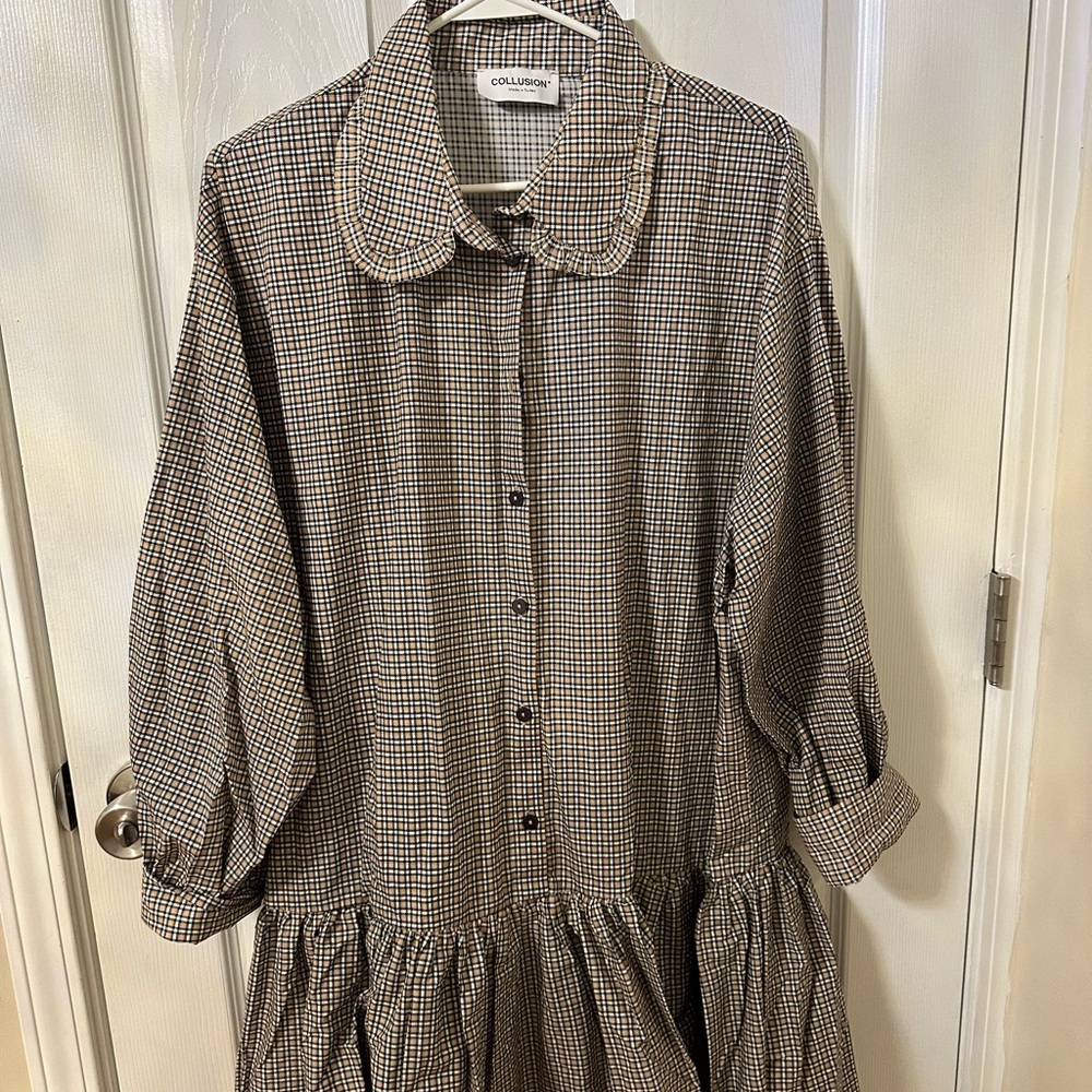 Collusion Brown Checkered Dress